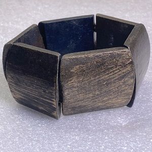 Wooden bracelet with gold painted brush strokes